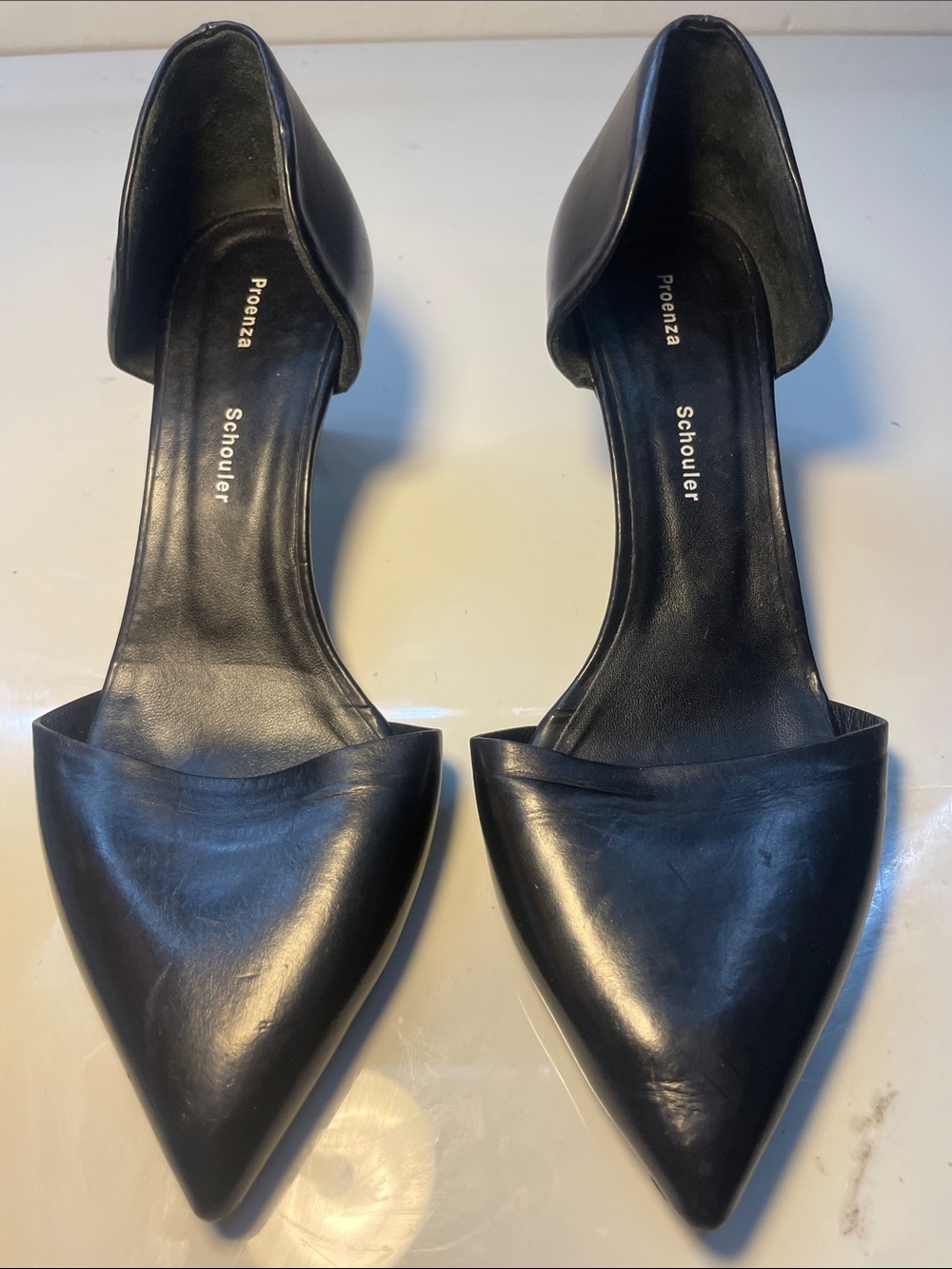 Proenza Schouler Black Leather Pointed D'Orsay Flats